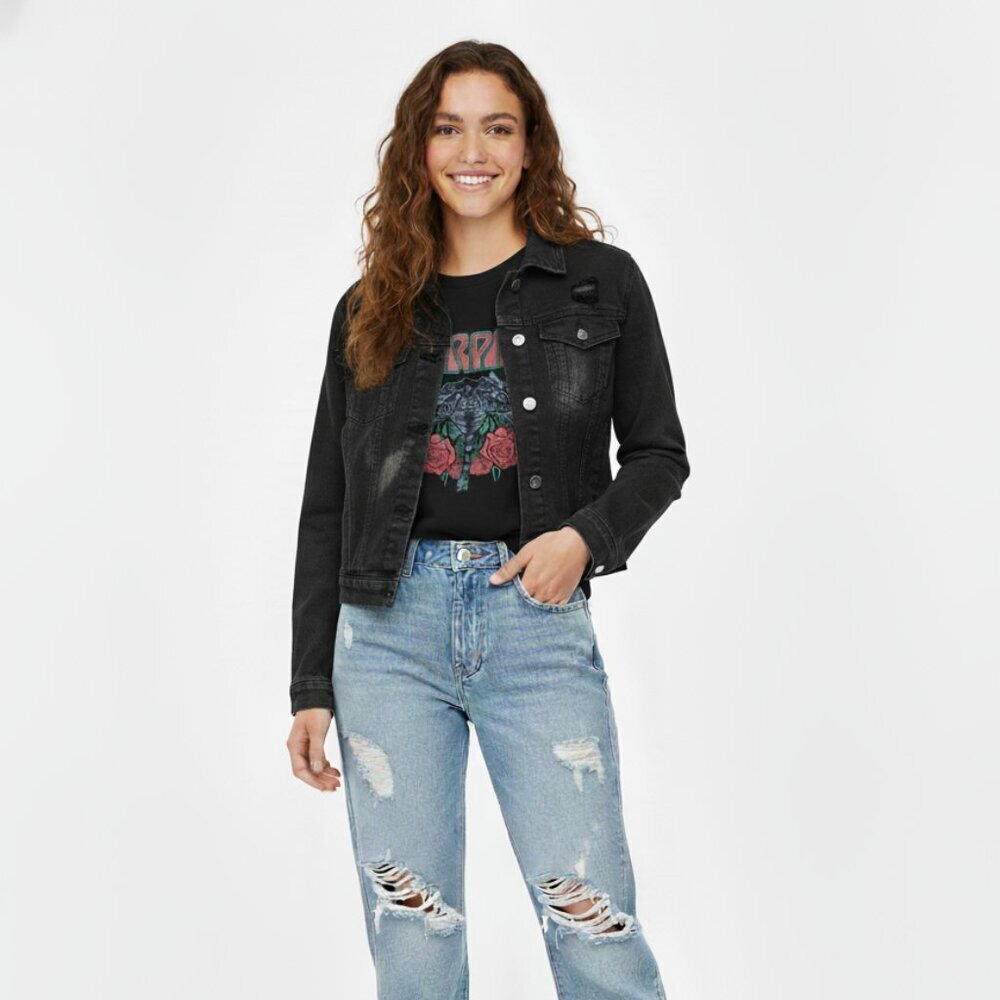 MOTO Jeans Black Denim Jacket | Women’s Size Small | Classic Trucker Style